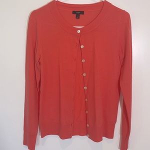 J. Crew Coral Merino Wool Button Up Sweater
